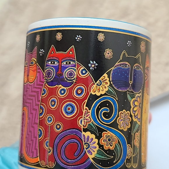 Nib Laurel Burch Colorful Cat Mug, Rare Feline Family Portrait - Picture 10 of 11